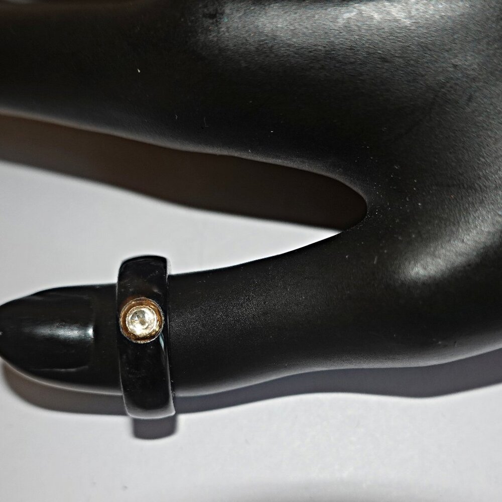 Black Jade and Clear Topaz Ring with 14kt Yellow Gold